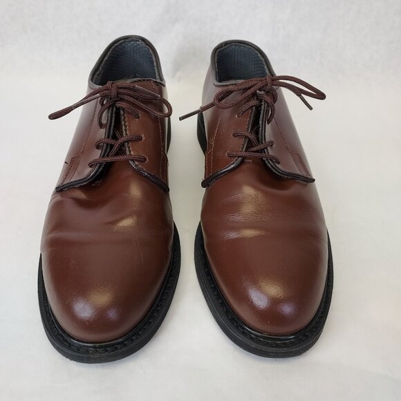 Bates Lites Brown Leather Oxford Shoes Men's 8 Non Marking Oil Resistant US Navy - Picture 3 of 14
